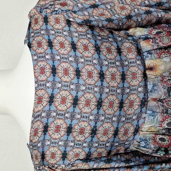 KAS New York Red Blue Embroidered Bohemian Balloon Sleeve Peasant Boho Blouse M - Picture 8 of 12